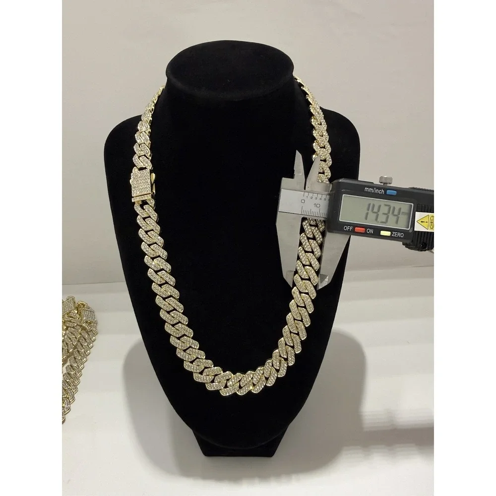 iced out cuban chain crystal vvscz gold over stainless 20inch 14mm water resist